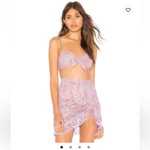For Love & Lemons Valentina set, lace crop top (med) and mini skirt (small), NWT